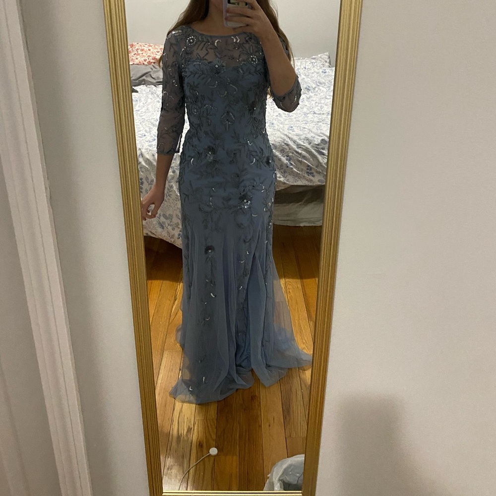 Adrianna Papell Light Blue Floral Maxi Dress